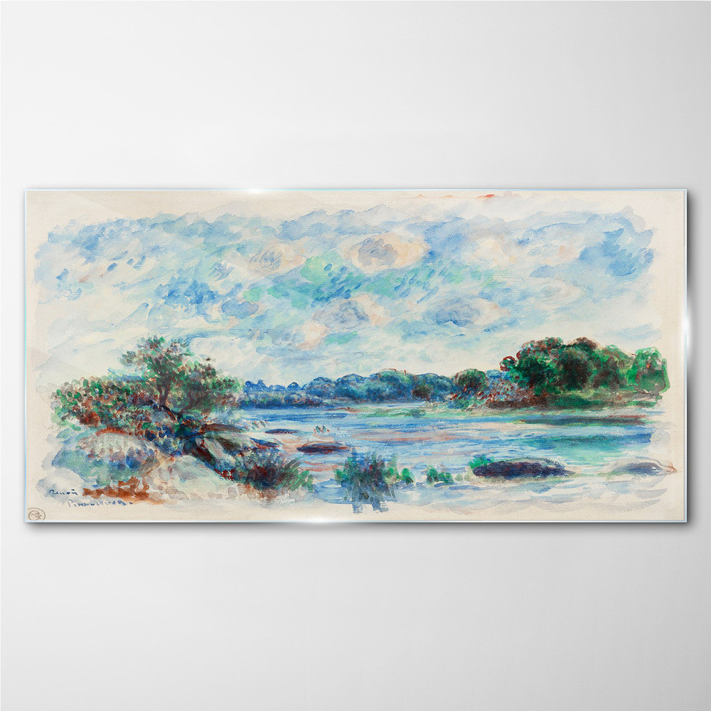 PL Coloray Obraz Szklany rzeka las niebo 100x50cm