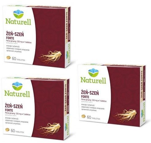 Naturell USP Zestaw 3 x Żeń-szeń Forte, 60 tabletek