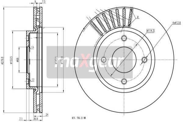 MAXGEAR Tarcza hamulcowa 19-3353 19-3353