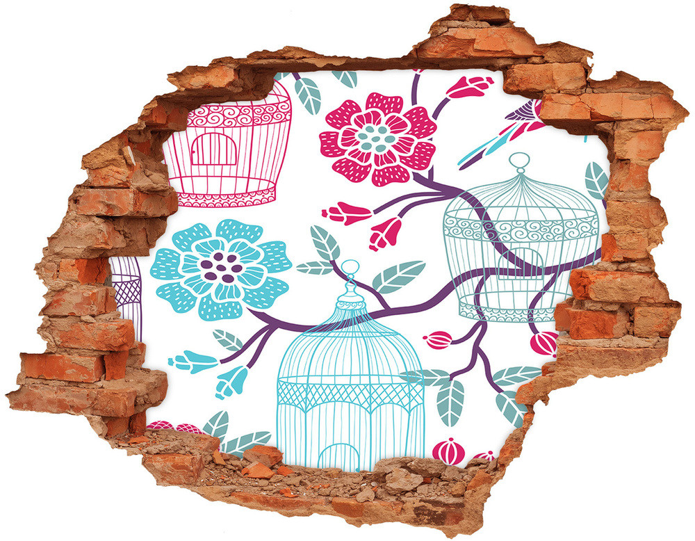 Wallmuralia.pl Dziura 3d fototapeta naklejka Klatki dla ptaków