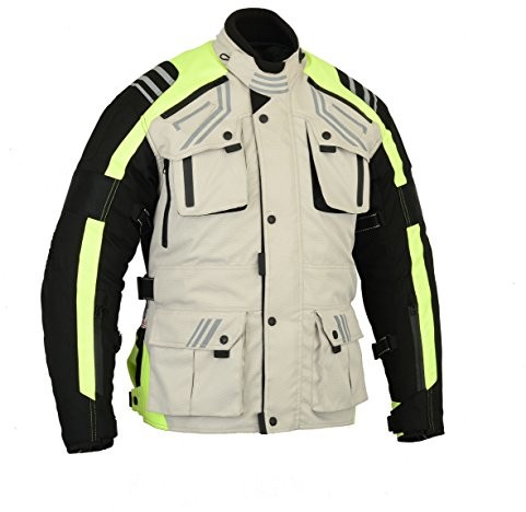Bikers Gear Australia Gear Australia Hi Viz Safety Glowrider motocykl wodoodporna kurtka z wyjmowaną wkładką termiczną wentylowana i CE1621-1 pancerz, rozmiar mały CJ2002HV-S