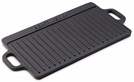 ECHTWERK ECHTWERK Płyta grillowa Small 45,5 x 23 x 1,5 cm z żeliwa z 2 uchwytami i powłoką emaliowaną, patelnia do grillowania/płyta do grillowania na palenisku, grillu, ognisku, pieca lub kuchenki EW-GE-1210