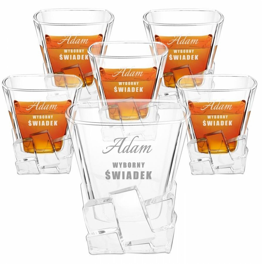 Murrano Szklanki do whisky x6 z grawerem dla świadka jako podziękowanie ślubne 6xSZIB-014