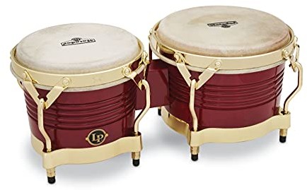 Latin Percussion LP LP LP811008 Matador Wood Bongo Red Gold Hardware LP811008