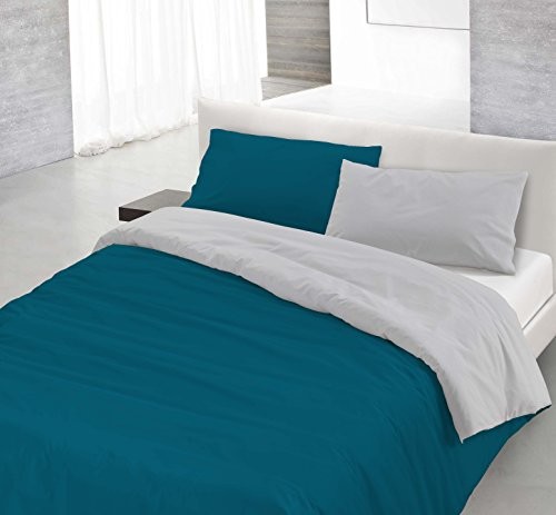 Italian Bed Linen 8058575000019 zestaw pościeli z zamkiem na kołdrę i poszewki na poduszkę, jednokolorowy, dwustronna, 100% bawełna 8058575000347