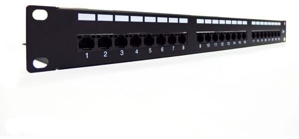 Digitus Patch panel 19" 24 porty, kat.6, S/FTP, 1U, wspornik kablowy, czarny (kompletny) DN-91624S-EC