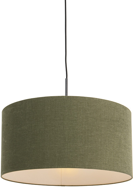 QAZQA Lampa wisząca czarna klosz zielony 50cm - Combi