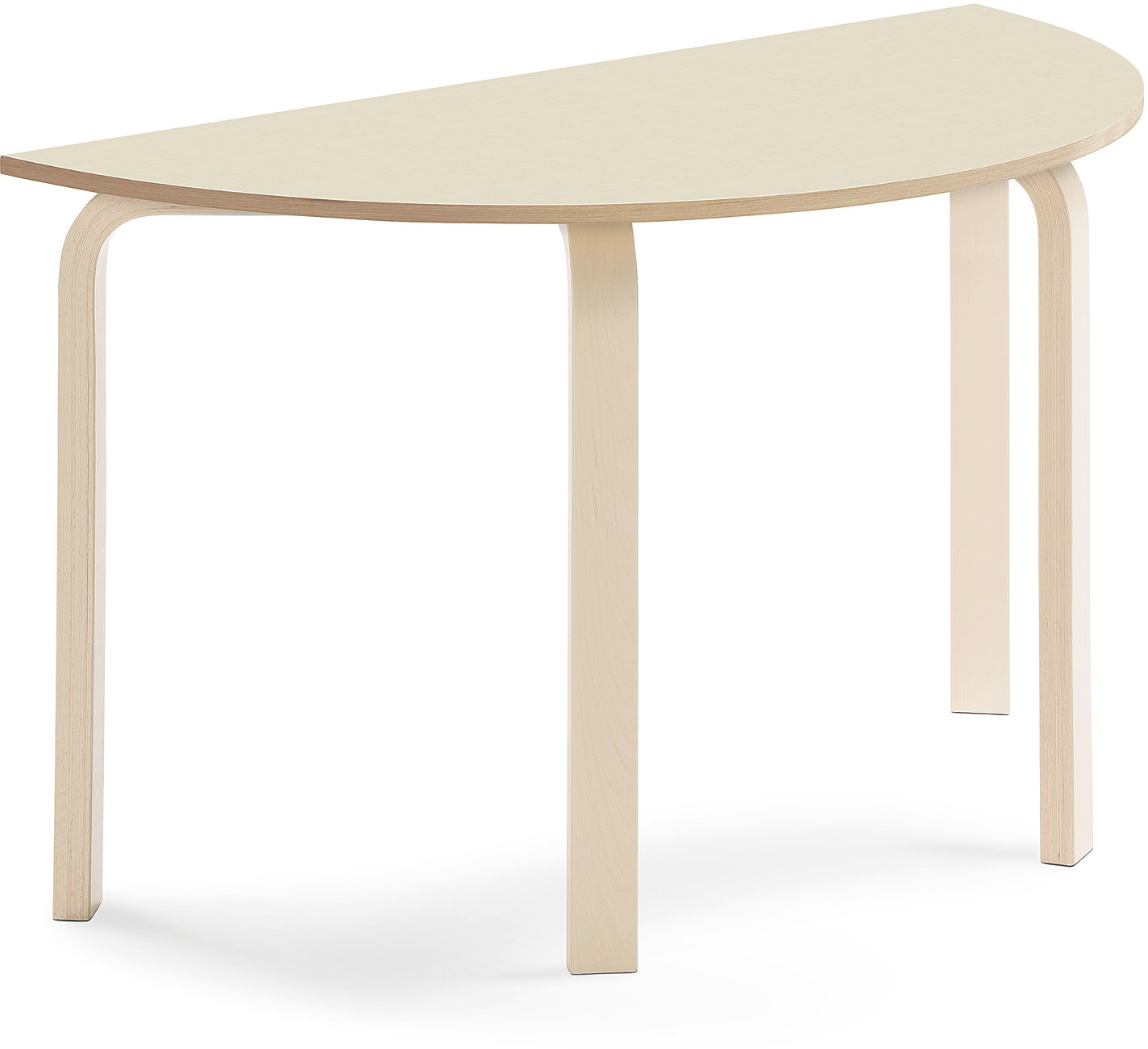 AJ Produkty Stół ELTON, półokrągły, 1200x600x710 mm, brzoza laminat, brzoza