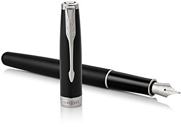 Parker Sonnet Matte Black Lacquer fountain Pen (grubość sprężyn f) z Palladium powlekane elementami ozdobnymi w atrakcyjnym pudełku podarunkowym 1931521