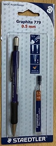 Staedtler 7795 abk25d ołówek automatyczny Graphite Staedtler 1 ST przyboru Tin (wypełnione HB) gratis z chwytem B-ołówków, wkład o średnicy 0,5 MM, kolor: czarny, kartę blistrową 4007817779071