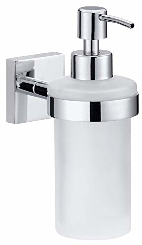 TESA dozownik mydła ekkro (chromowany, szkło satynowane butelka (200ML, roztwór wielokrotnego napełniania) w zestawie, 170 MM X 70 MM X 125 MM)