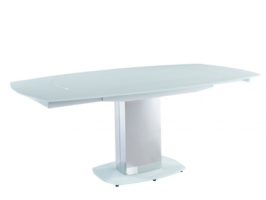 Unique Vente Stół do jadalni rozkładany TALICIA - Szkło hartowane i metal - Dla 6 8 osób - Kolor biały