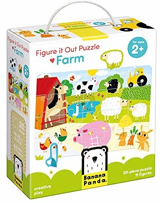 Banana Panda - Figure It Out Puzzle - Farm - puzzle dla początkujących z figurkami zwierząt - dla dzieci od 2 lat