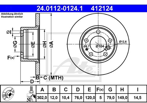 ATE Tarcza hamulcowa 24.0112-0124.1