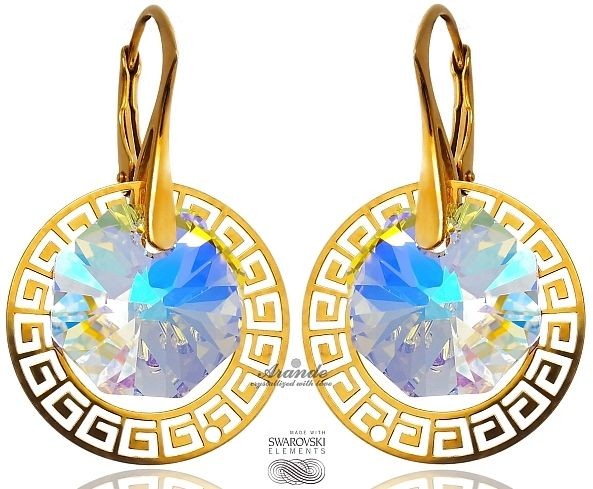 Swarovski ozdobne kolczyki AURORA ZŁOTE SREBRO