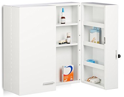 Relaxdays szafka na lekarstwa 2-drzwiowa i zamykana, XXL w jakości premium, 11 półek, wymiary wys. x szer. x głęb. 53 x 53 x 20 cm, kolor biały 10021071