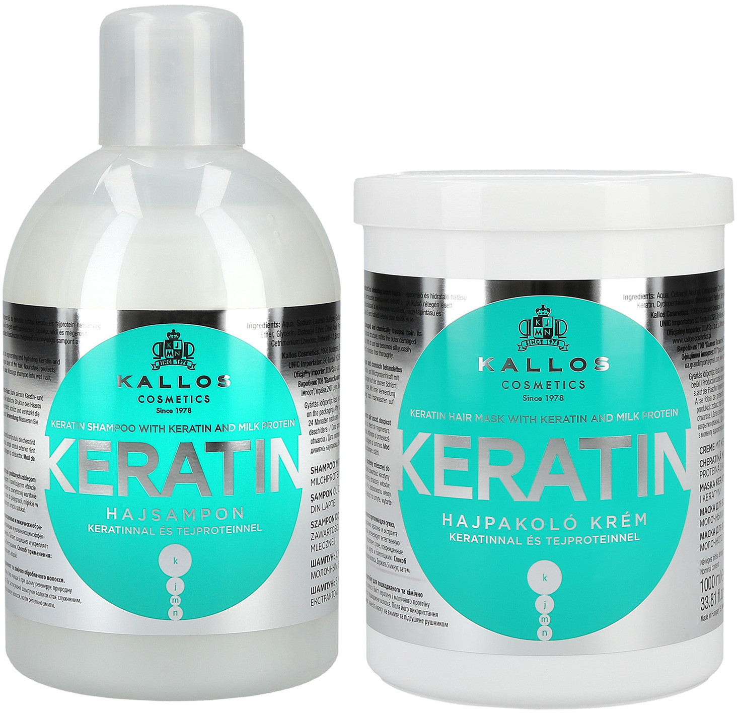 Kallos Kjmn Keratin Szampon 1000 + Maska 1000