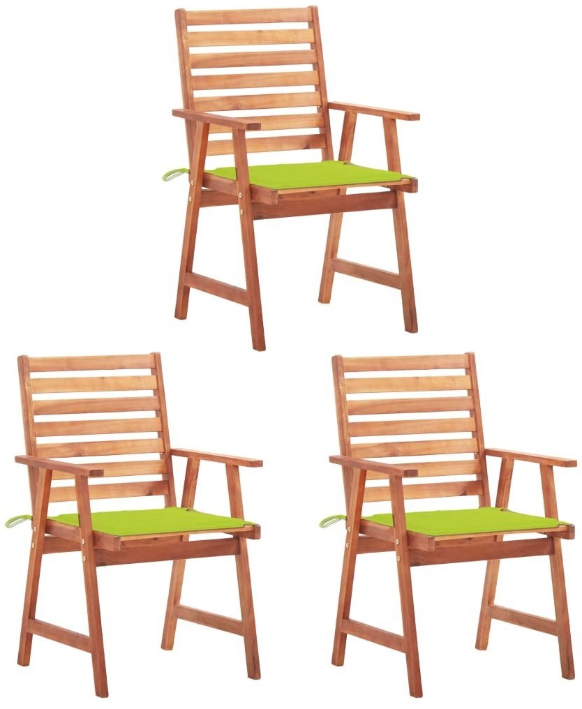 vidaXL Lumarko Krzesła ogrodowe z poduszkami, 3 szt., lite drewno akacjowe! 3064358