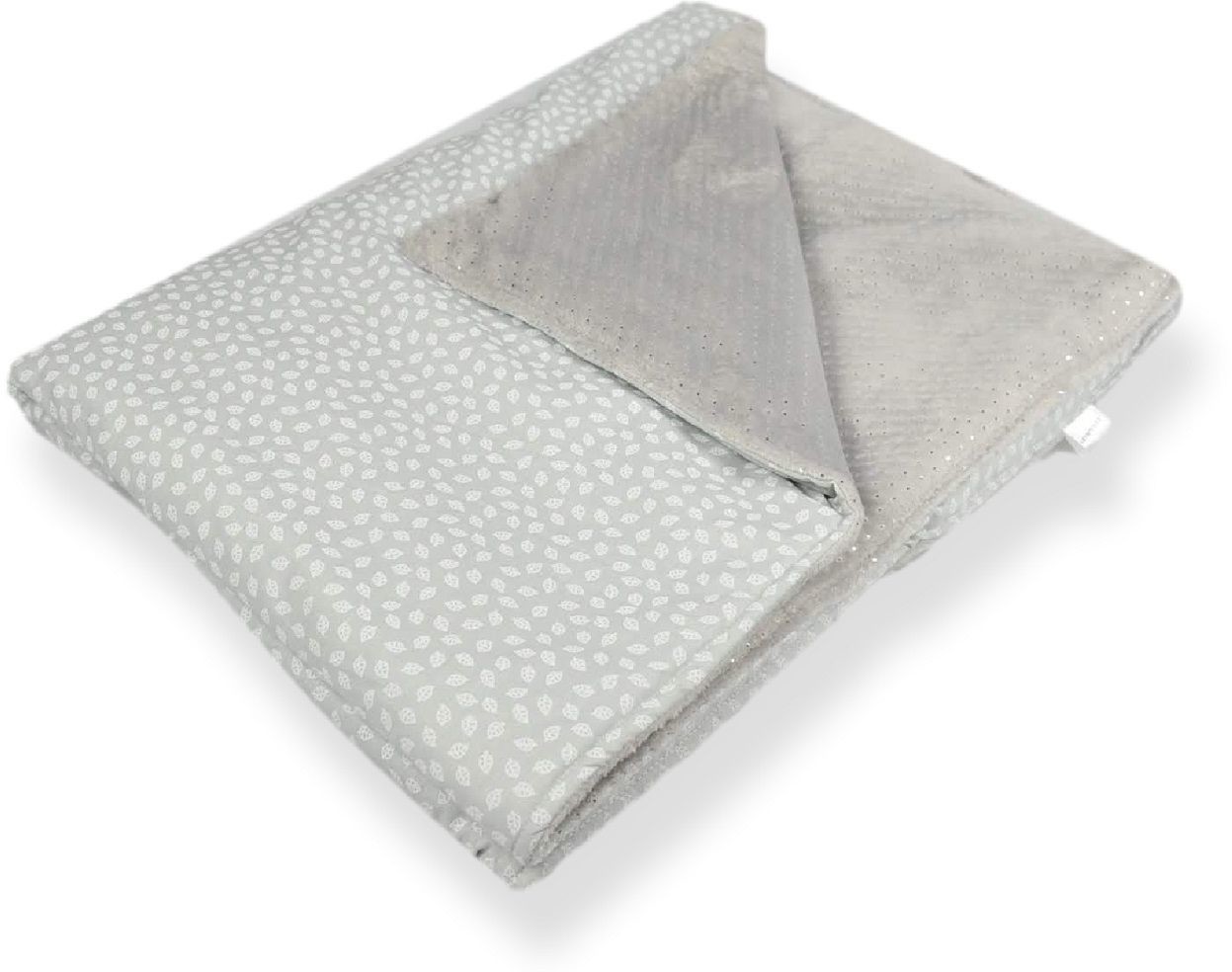 kocyk minky szary silverdots listki szare 100x75cm RM00303