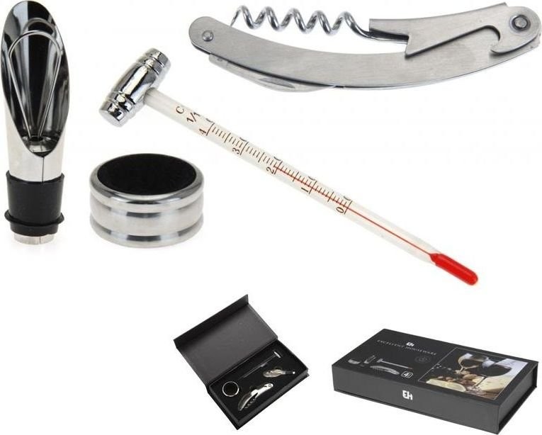 Excellent Housewares Zestaw do wina korkociąg nalewak obręcz 140827