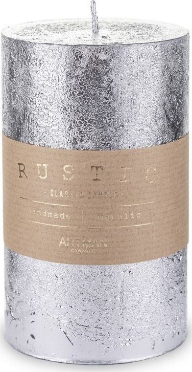 Art Pol Pol Pl Srebrny Świeca Rustic Metalic Walec Średni 143626