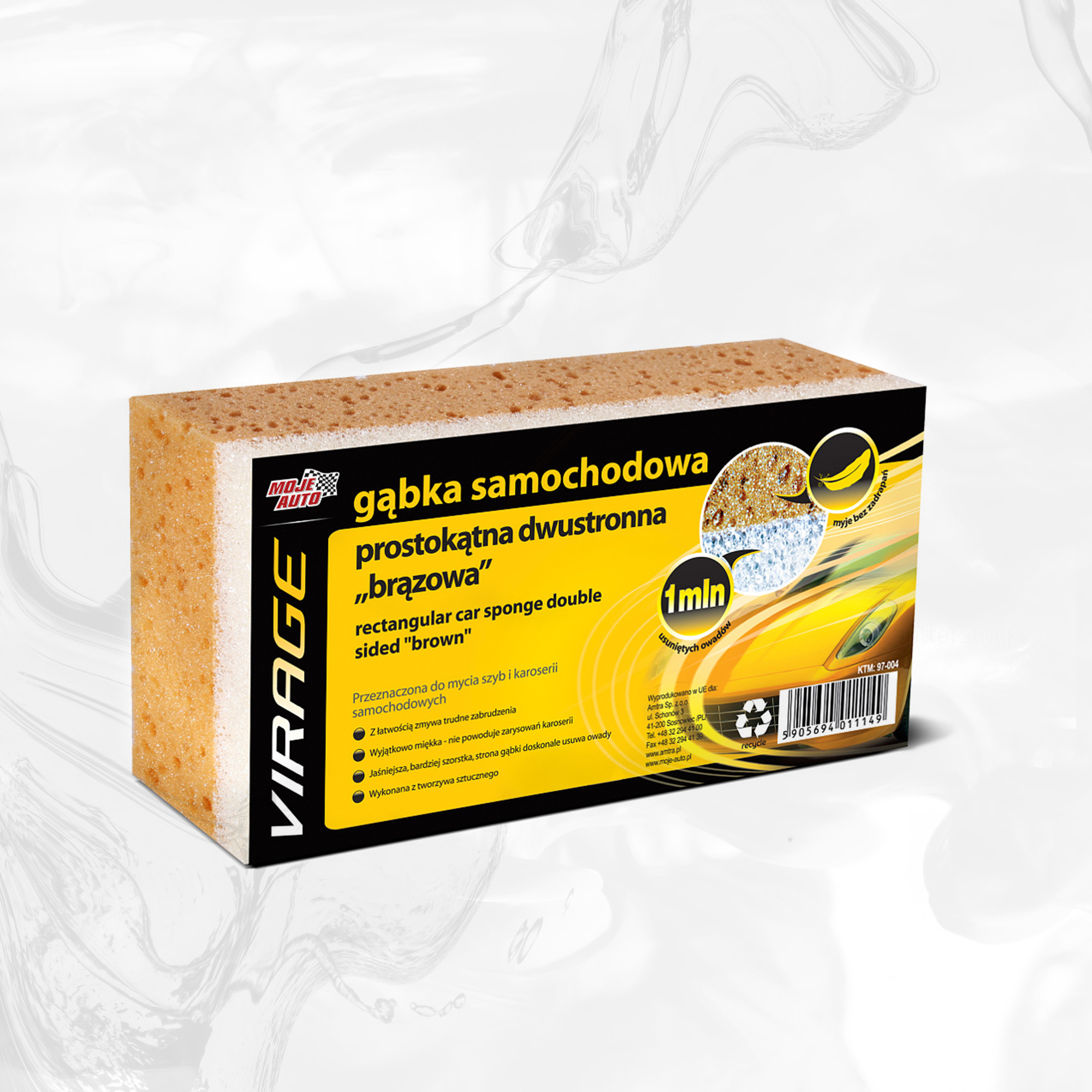 MOJE AUTO - VIRAGE Gąbka Samochodowa Prostokątna Dwustronna Brązowa