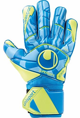 Uhlsport Unisex rękawice bramkarskie dla dorosłych Control Supersoft rękawice do piłki nożnej, radar niebieski/fluorescencyjny żółty/świński, 7 101112301