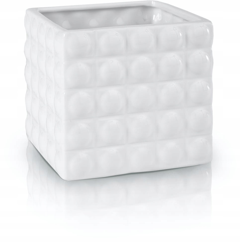 Doniczka Ceramiczna Biała Kwadrat Glamour 14 cm