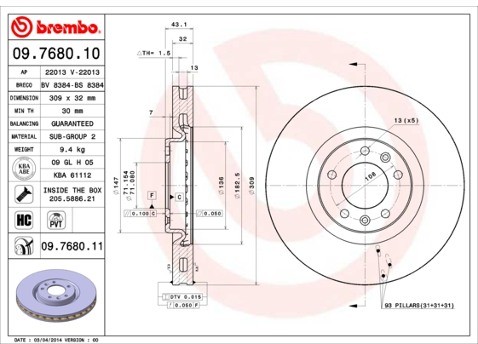 BREMBO Tarcza hamulcowa 09.7680.11