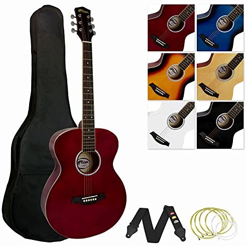 Tiger Music Tygrys muzyka pełnowymiarowa gitara akustyczna dla początkujących - czerwona ACG2-RD