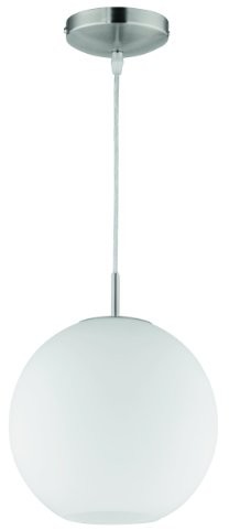 Reality Leuchten Reality lampy lampa wisząca lampa wisząca w Niklowo-matowa, szkło opal biały, 1 X E27 maks. 60 W bez źródeł światła, średnica 25 cm, zawieszenie maksymalnie 150 cm r30152507 R30152507