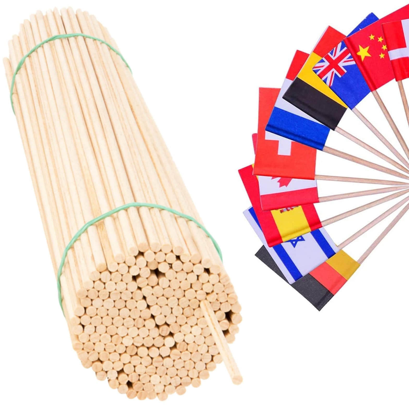 Patyczki do flag chorągiewek drewniane bukowe 50cm/5mm 100szt FLAG-50-5-100