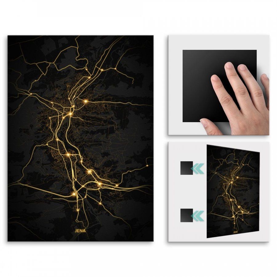 Pix4home Plakat metalowy Mapa City Lights Jena M POS-M-03305