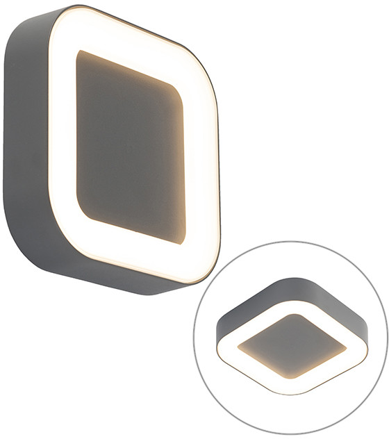 QAZQA Kinkiet/ Plafon kwadratowy antracyt LED IP54 - Ariel