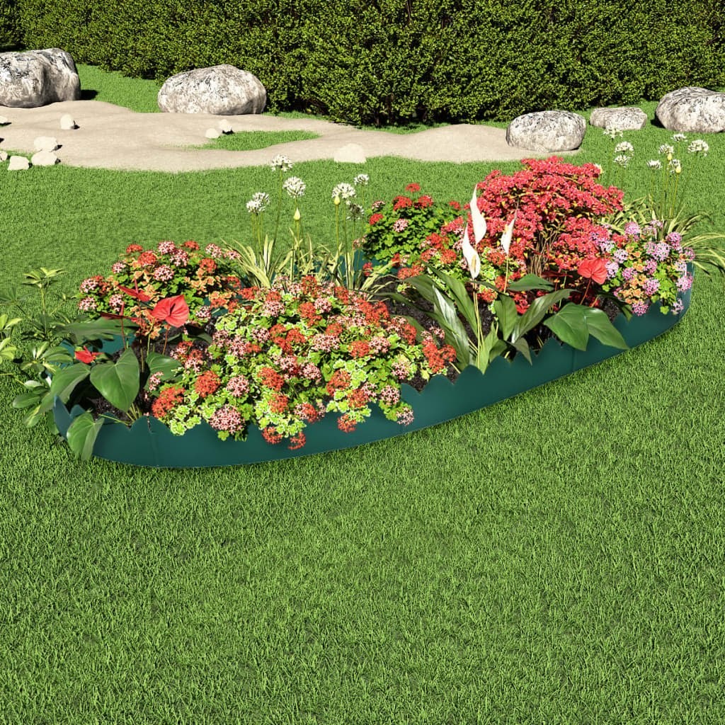 VidaXL Obrzeża trawnikowe, 10 szt., zielone, 65x15 cm, PP 48234