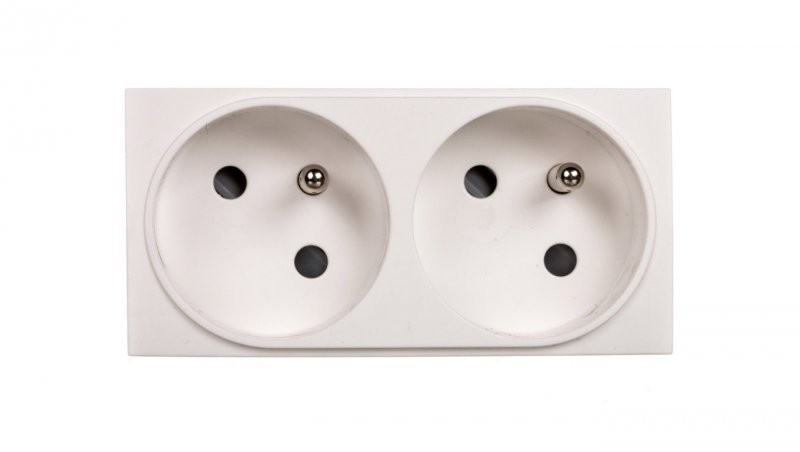 Hager Polo Systo Gniazdo podwójne przelotowe z/u 2x(2P+Z) 16A 250V 4 moduły białe WS122 WS122