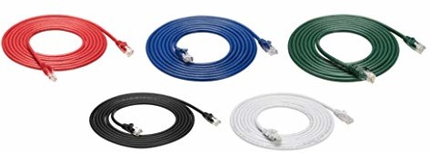 AmazonBasics kabel Ethernet Cat6, zabezpieczony przed zagięciem, 305 cm, 5 sztuk, czarny/czerwony/niebieski/biały/zielony