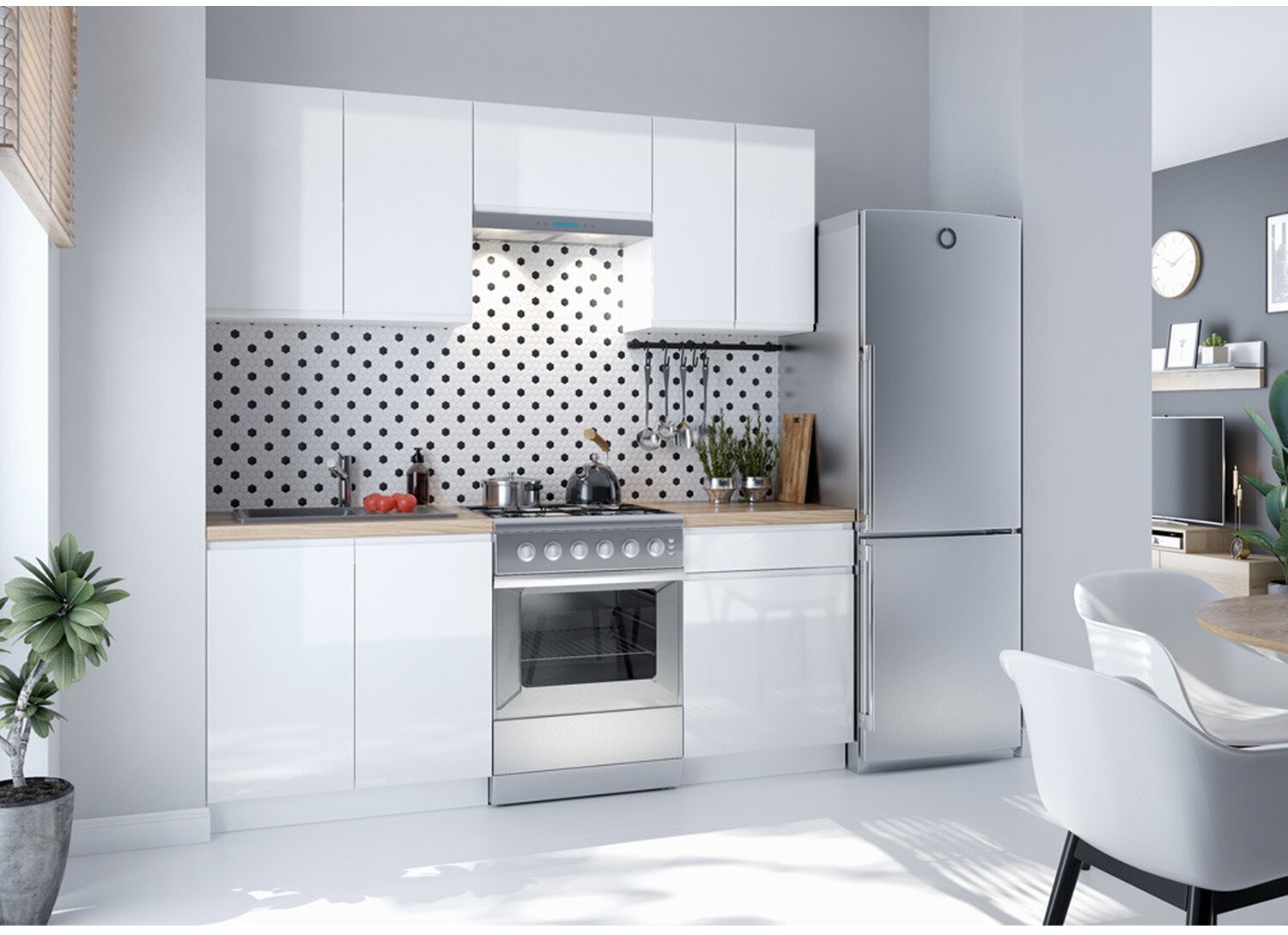 DEFTRANS Zestaw mebli Parma Biały 200 cm