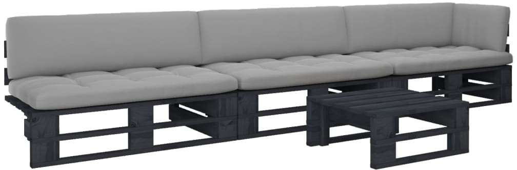 vidaXL 4-częściowy zestaw wypoczynkowy z palet, z poduszkami, czarny 3066723