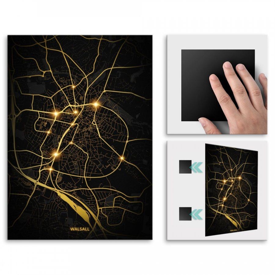 Pix4home Plakat metalowy Mapa City Lights Walsall M POS-M-04136