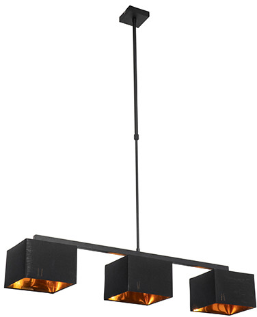 QAZQA Nowoczesna lampa wisząca czarna ze złotem 88 cm 3-punktowa - VT 3