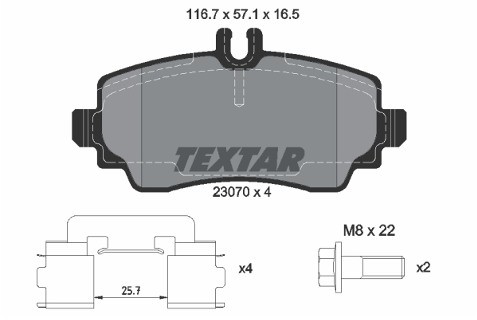 TEXTAR Zestaw klocków hamulcowych, hamulce tarczowe 2307004