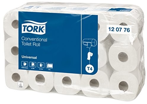 Tork 120776 kleinrollen uchwyt na papier toaletowy uniwersalny wysokiej jakości do T4 kleinrollen systemów/2-warstwowej papier WC, bardzo długie i wytrzymałe na rozerwanie (30 szt.) 120776