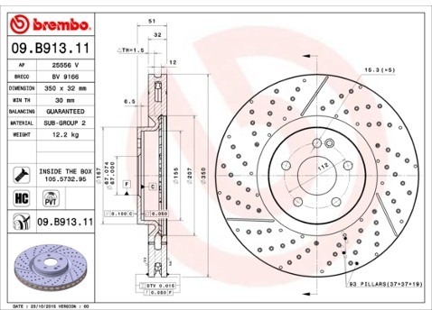 BREMBO Tarcza hamulcowa 09.B913.11