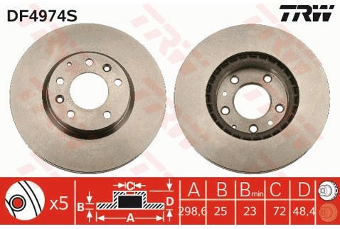 TRW Tarcza hamulcowa DF4974S