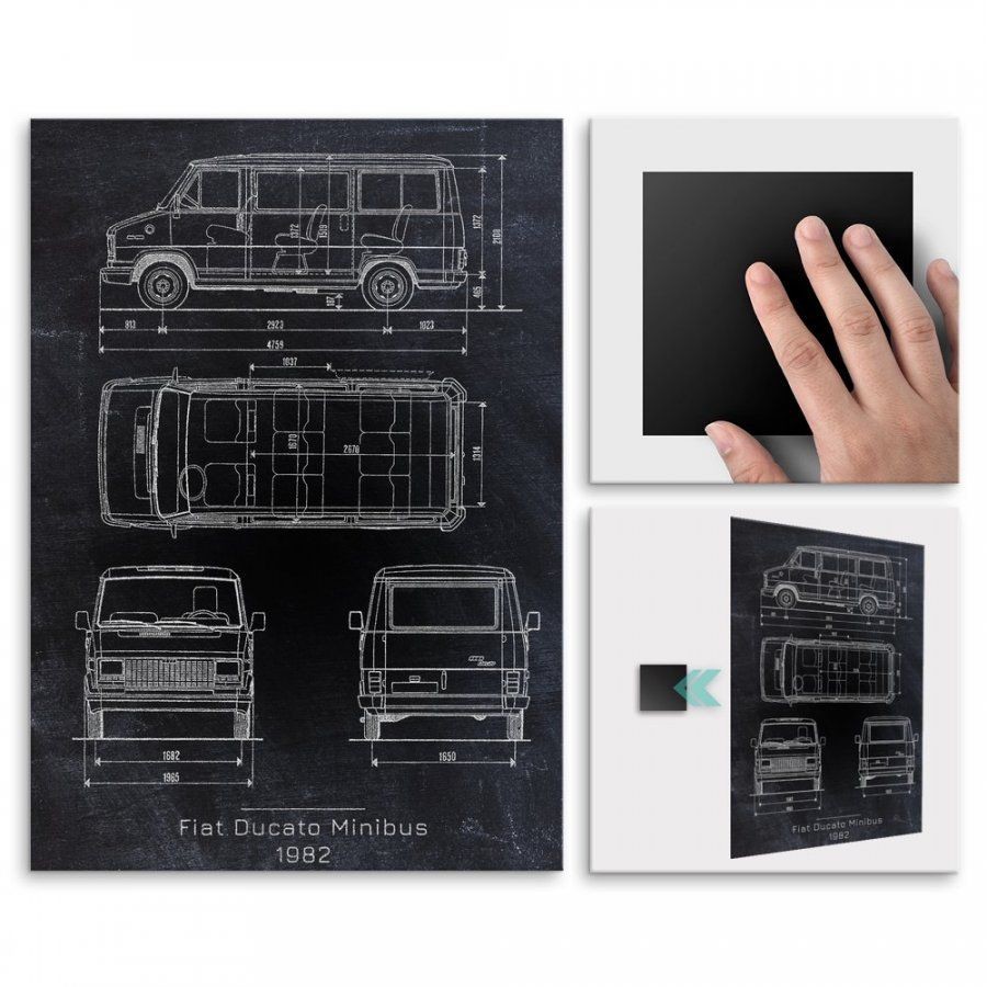 Pix4home Plakat metalowy Fiat Ducato Minibus Projekt Blackboard L POS-L-02343