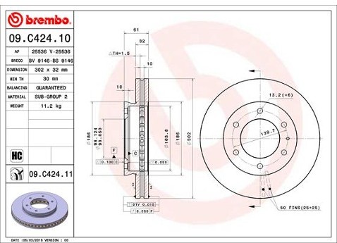 BREMBO Tarcza hamulcowa 09.C424.11