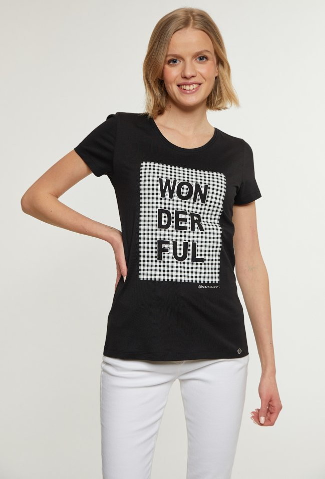 Monnari T-shirt damski z ozdobnym panelem -