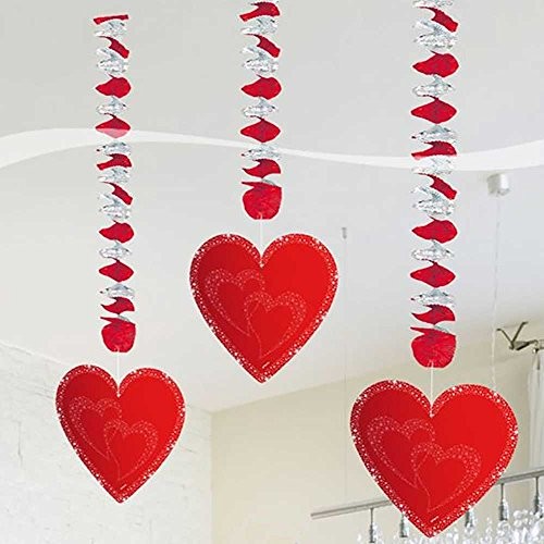 Folat folat wesele dekoracja wisząca-spirale z serduszkami Walentynki impreza  3 stue