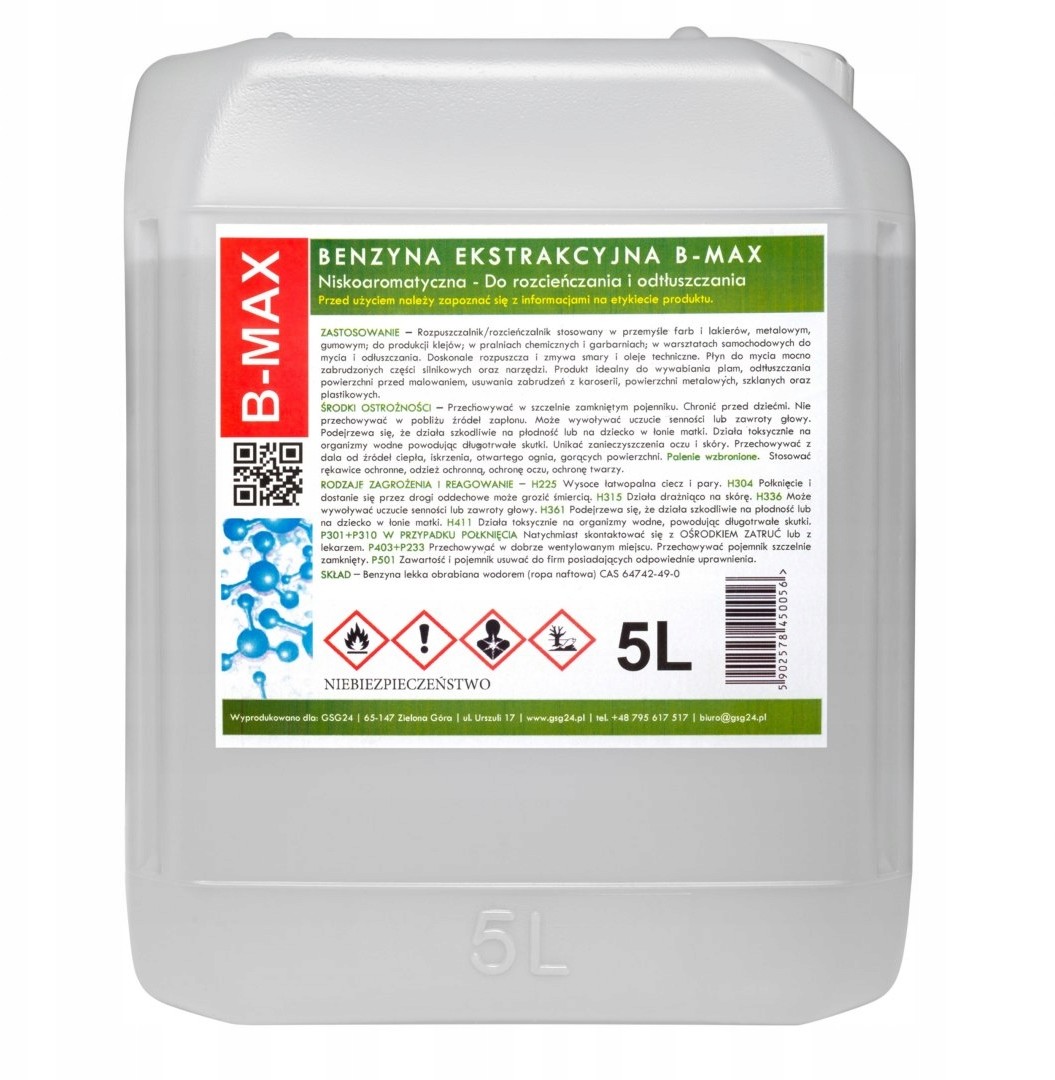 Benzyna Ekstrakcyjna Bezwonna B-max 5L